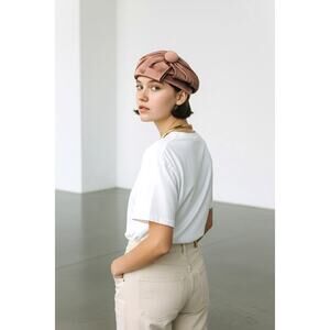 Vintage 1950s–60s Sculpted Satin Cocktail Hat Rose Pink Mauve Pillbox Size 22